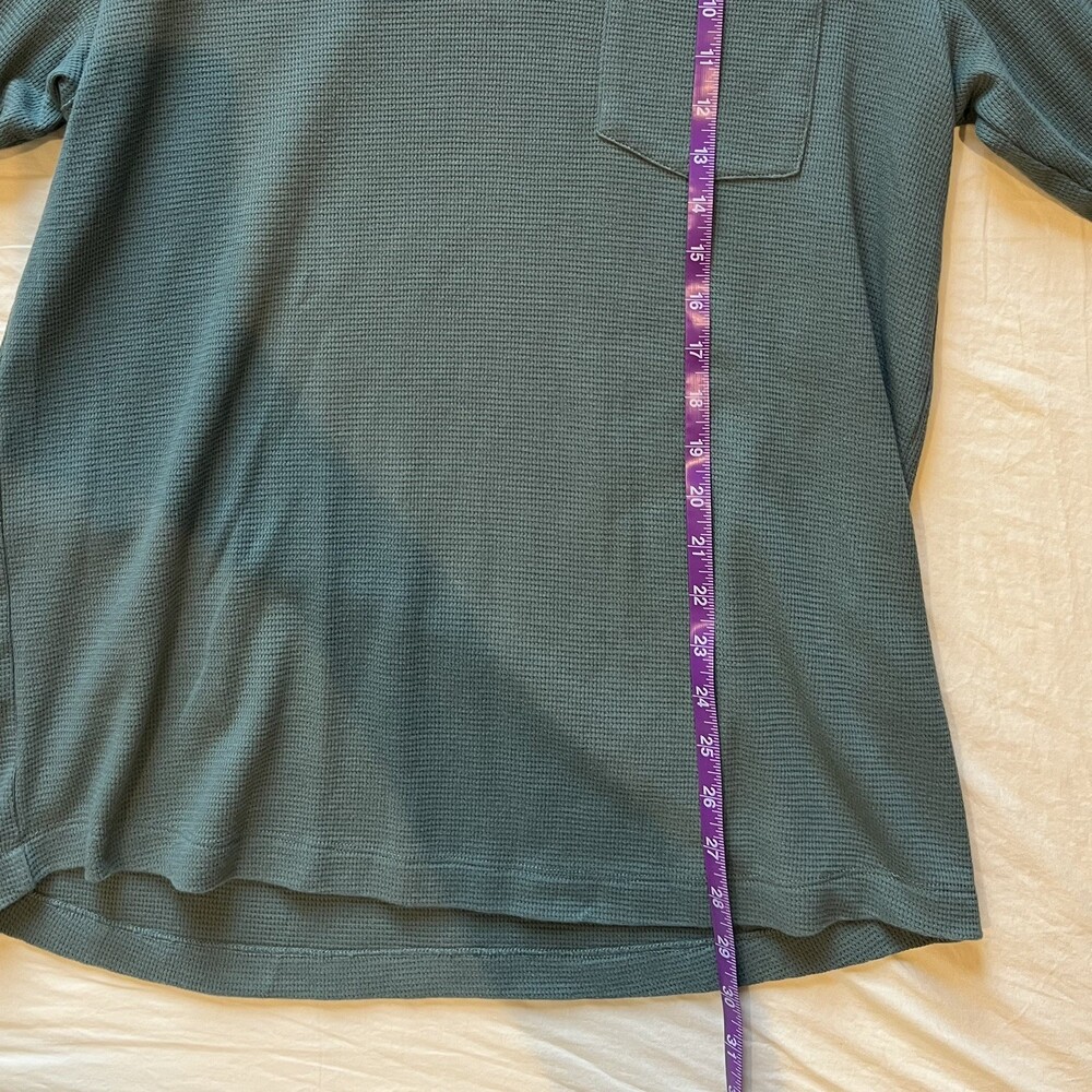 Wellen Men Brosnan Seawool XL Long Sleeve Waffle Henley Shirt Green Coastal EUC - Picture 8 of 8